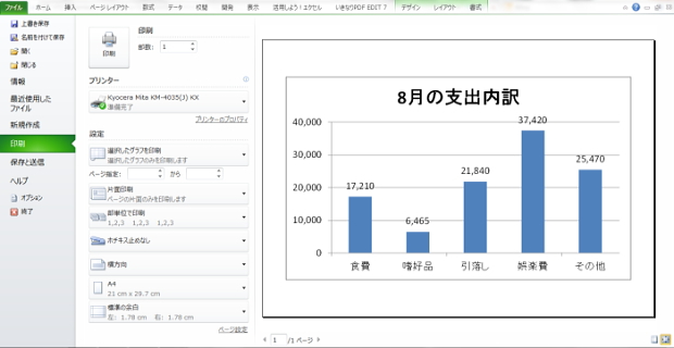 グラフの書式設定とグラフ印刷 エクセル Excel の基本操作