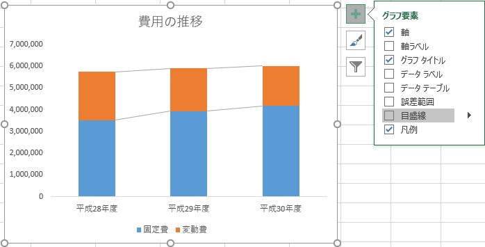 積み上げ棒グラフの作成と区分線の挿入 エクセル Excel の応用操作